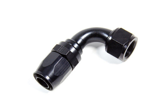 Fitting - Hose End - 2000 Series Pro-Flow - 90 Degree - 12 AN Hose to 10 AN Female - Aluminum - Black Anodized - Each