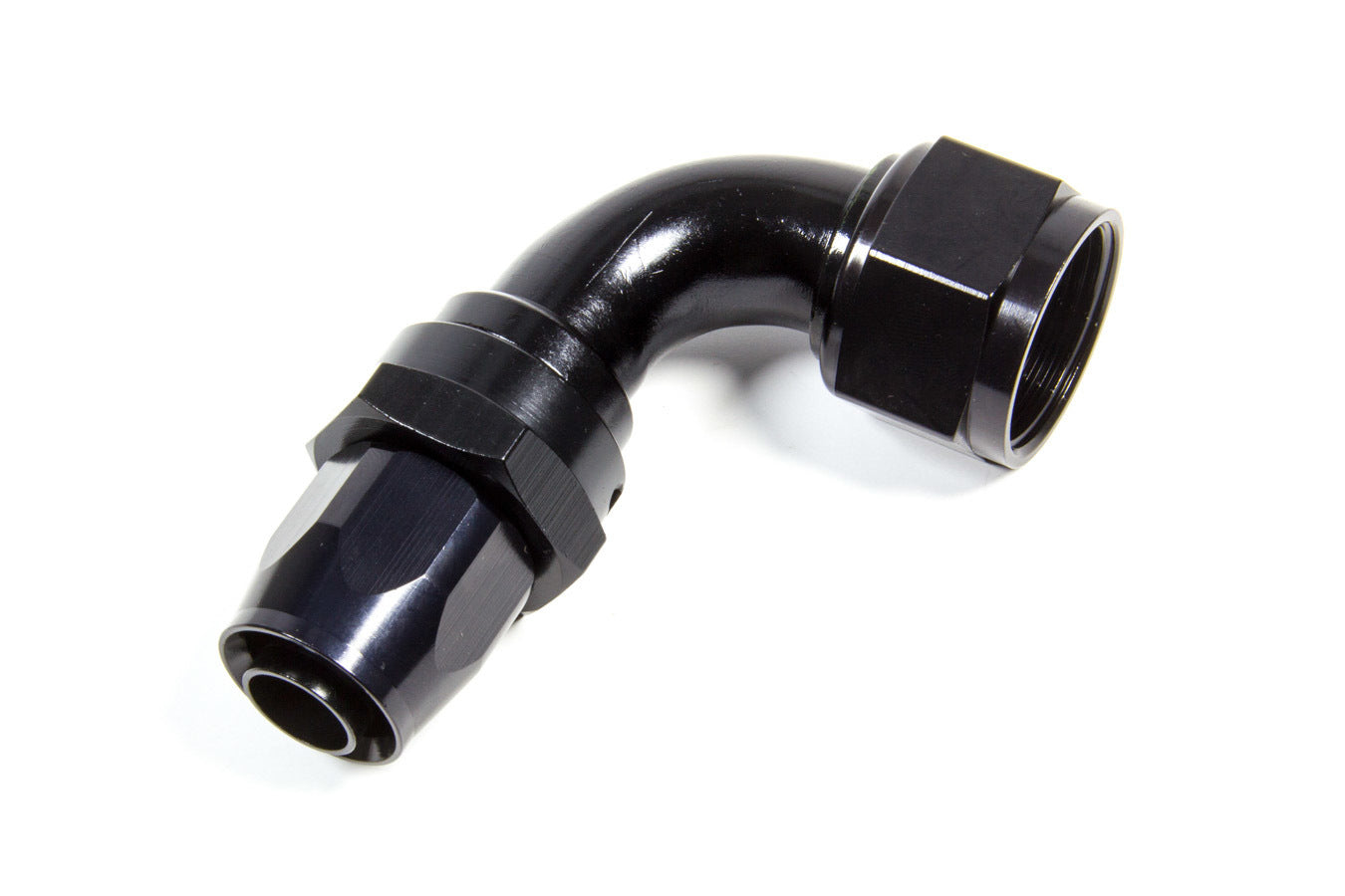 Fitting - Hose End - 2000 Series Pro-Flow - 90 Degree - 12 AN Hose to 16 AN Female - Aluminum - Black Anodized - Each