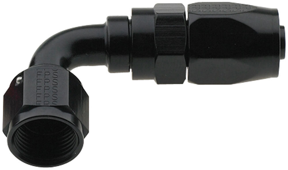 Fitting - Hose End - 2000 Series Pro-Flow - 90 Degree - 16 AN Hose to 16 AN Female - Swivel - Aluminum - Black Anodized - Each