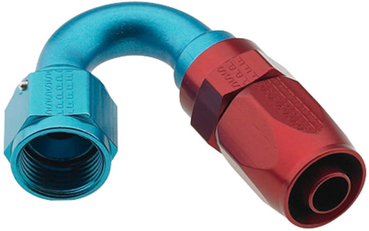 Fitting - Hose End - 2000 Series Pro-Flow - 150 Degree - 12 AN Hose to 12 AN Female - Swivel - Aluminum - Blue / Red Anodized - Each