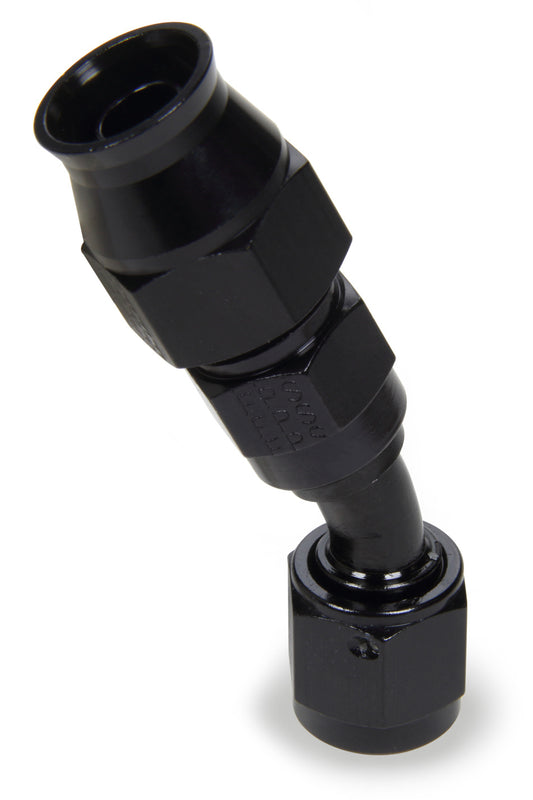 Fitting - Hose End - Race-Rite - PTFE Hose - 30 Degree - 6 AN Hose to 6 AN Female - Swivel - Aluminum - Black Anodized - Each