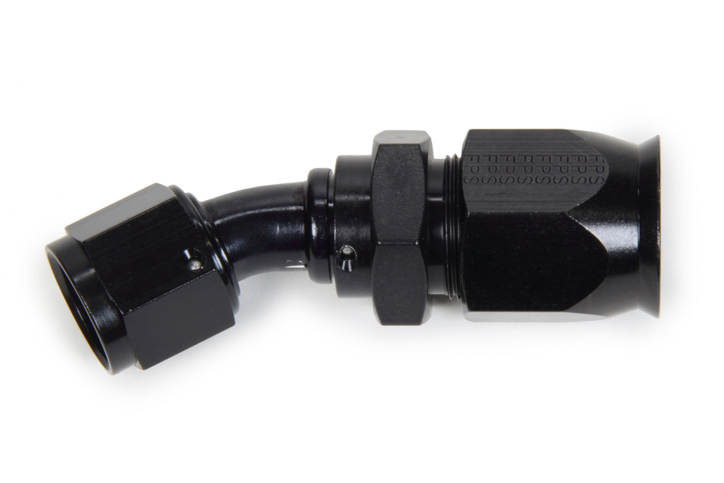 Fitting - Hose End - Race-Rite - PTFE Hose - 30 Degree - 12 AN Hose to 12 AN Female - Swivel - Aluminum - Black Anodized - Each