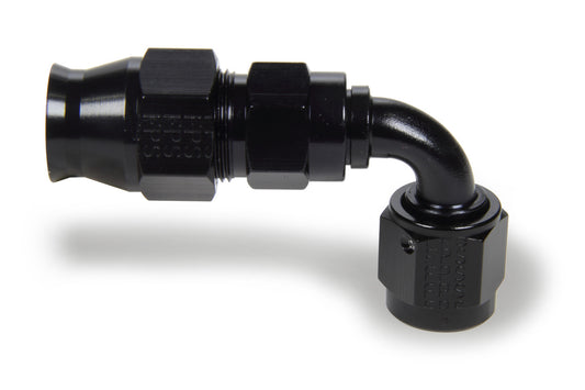Fitting - Hose End - Race-Rite - PTFE Hose - 90 Degree - 6 AN Hose to 6 AN Female - Swivel - Aluminum - Black Anodized - Each