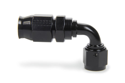 Fitting - Hose End - Race-Rite - PTFE Hose - 90 Degree - 10 AN Hose to 10 AN Female - Swivel - Aluminum - Black Anodized - Each