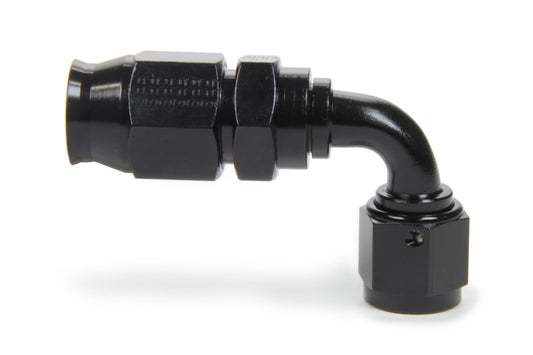 Fitting - Hose End - Race-Rite - PTFE Hose - 90 Degree - 12 AN Hose to 12 AN Female - Swivel - Aluminum - Black Anodized - Each