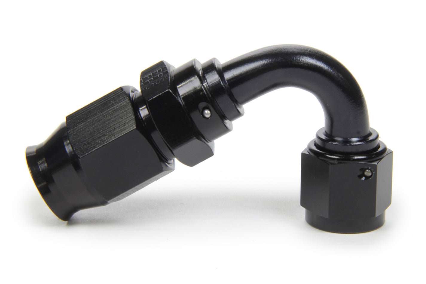 Fitting - Hose End - Race-Rite - PTFE Hose - 120 Degree - 12 AN Hose to 12 AN Female - Swivel - Aluminum - Black Anodized - Each