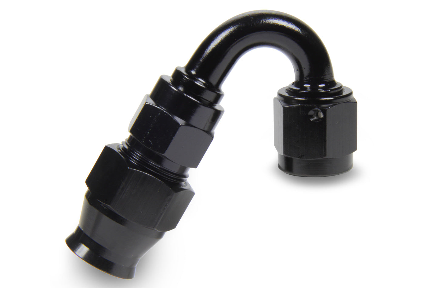 Fitting - Hose End - Race-Rite - PTFE Hose - 150 Degree - 6 AN Hose to 6 AN Female - Swivel - Aluminum - Black Anodized - Each