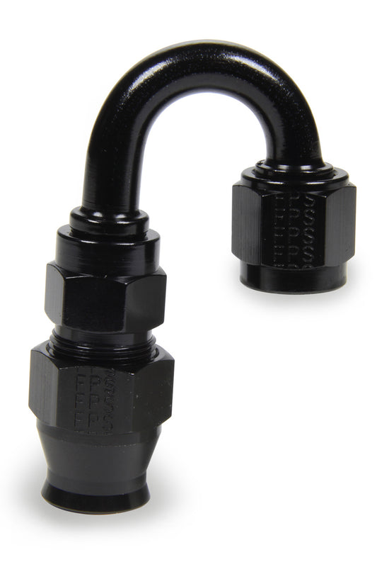 Fitting - Hose End - Race-Rite - PTFE Hose - 180 Degree - 8 AN Hose to 8 AN Female - Swivel - Aluminum - Black Anodized - Each