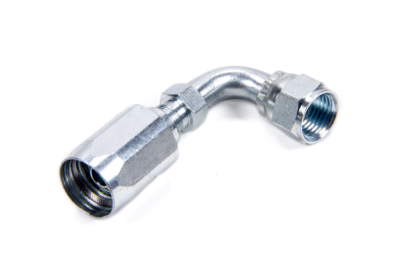 Fitting - Hose End - 90 Degree - 6 AN Hose to 6 AN Female - Steel - Zinc Oxide - Each