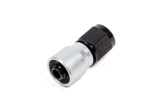 Fitting - Hose End - Sport-Crimp - Straight - 6 AN Hose Barb to 6 AN Female - Swivel - Black / Clear Anodized - Each