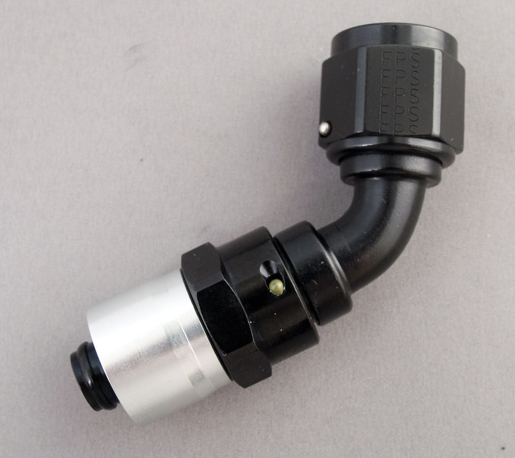 Fitting - Hose End - Sport-Crimp - 60 Degree - 6 AN Hose to 6 AN Female - Aluminum - Black / Silver Anodized - Each