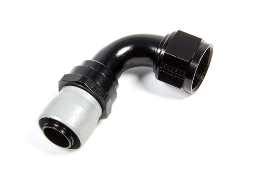 Fitting - Hose End - Sport-Crimp - 90 Degree - 16 AN Hose to 16 AN Female - Aluminum - Black / Silver Anodized - Each