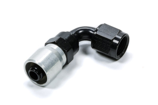 Fitting - Hose End - Sport - 90 Degree - 12 AN Hose to 12 AN Female - Aluminum - Black Anodized - Each