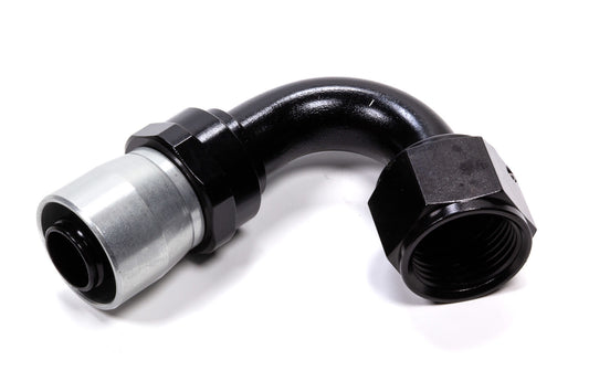 Fitting - Hose End - Sport-Crimp - 120 Degree - 12 AN Hose to 12 AN Female - Aluminum - Black / Silver Anodized - Each