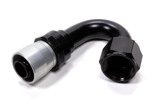 Fitting - Hose End - Sport-Crimp - 150 Degree - 12 AN Hose to 12 AN Female - Aluminum - Black / Silver Anodized - Each