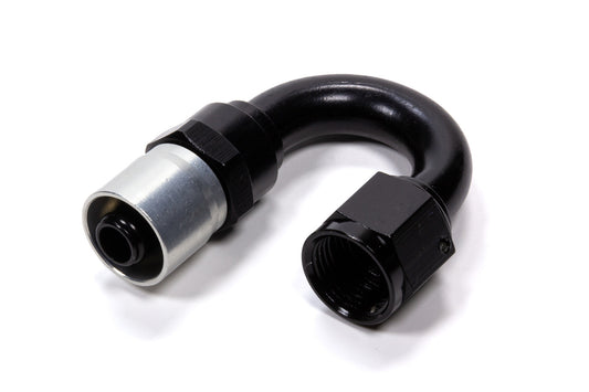 Fitting - Hose End - Sport-Crimp - 180 Degree - 6 AN Hose to 6 AN Female - Aluminum - Black / Silver Anodized - Each