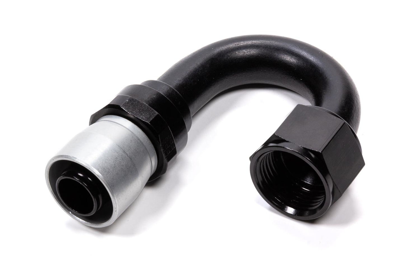 Fitting - Hose End - Sport-Crimp - 180 Degree - 16 AN Hose to 16 AN Female - Aluminum - Black / Silver Anodized - Each
