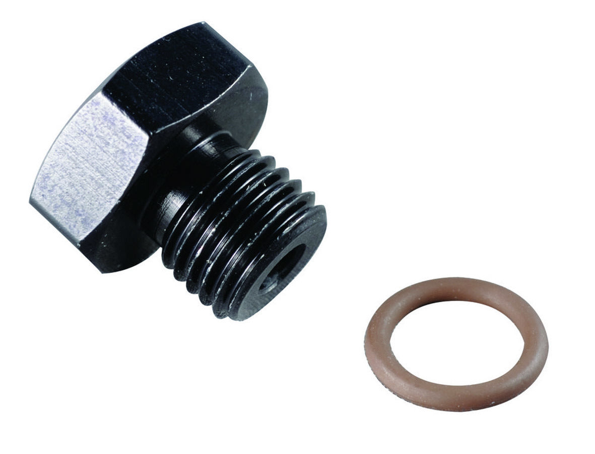 Fitting - Plug - 8 AN - O-Ring - Hex Head - Aluminum - Black Anodized - Each