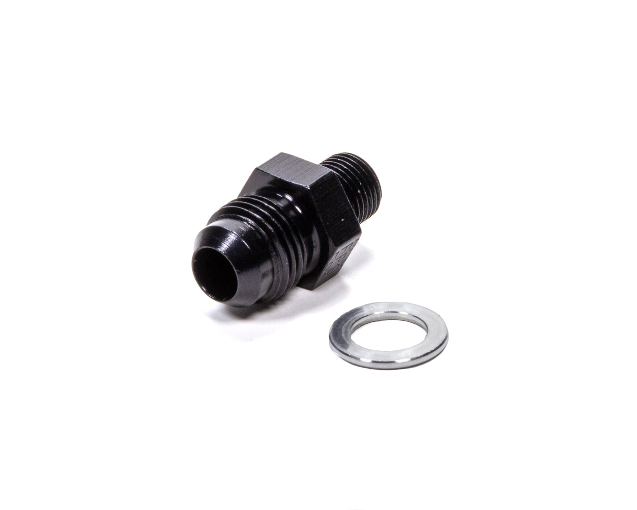 Fitting - Adapter - Straight - 6 AN Male to 1/8 in NPS Male - Crush Washer - Aluminum - Black Anodized - Each