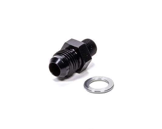 Fitting - Adapter - Straight - 6 AN Male to 1/8 in NPS Male - Crush Washer - Aluminum - Black Anodized - Each