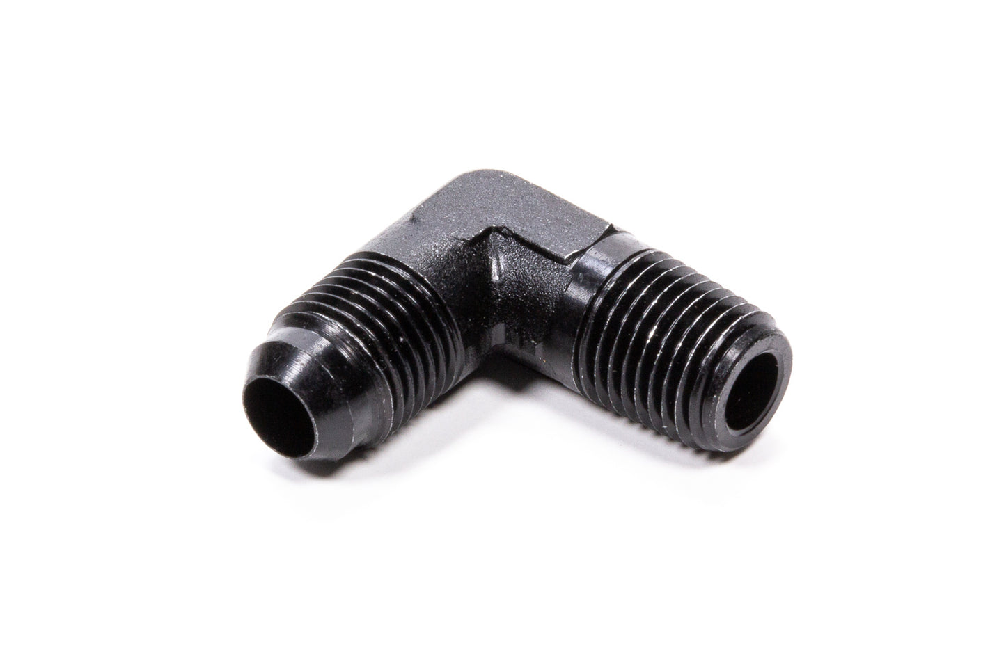 Fitting - Adapter - 90 Degree - 6 AN Male to 1/4 in NPT Male - Aluminum - Black Anodized - Each