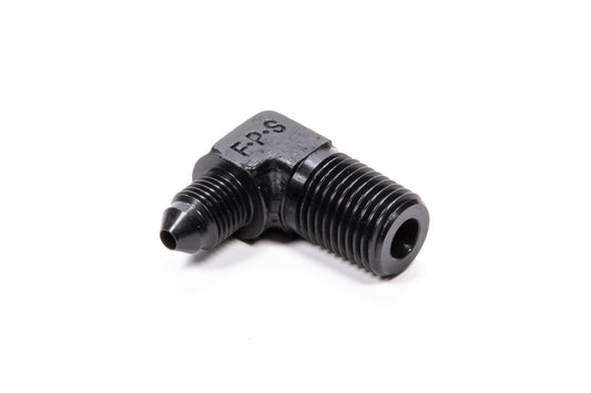 Fitting - Adapter - 90 Degree - 3 AN Male to 1/4 in NPT Male - Aluminum - Black Anodized - Each