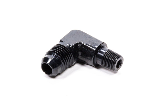 Fitting - Adapter - 90 Degree - 6 AN Male to 1/8 in NPT Male - Aluminum - Black Anodized - Each
