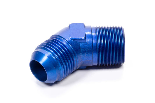 Fitting - Adapter - 45 Degree - 10 AN Male to 1/2 in NPT Male - Aluminum - Blue Anodized - Each