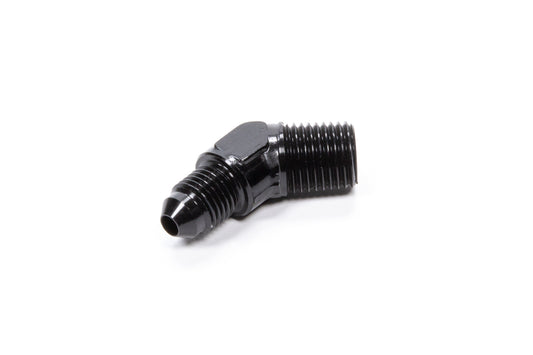 Fitting - Adapter - 45 Degree - 4 AN Male to 1/4 in NPT Male - Aluminum - Black Anodized - Each