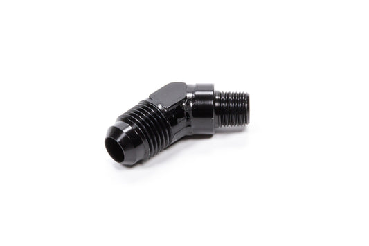Fitting - Adapter - 45 Degree - 6 AN Male to 1/8 in NPT Male - Aluminum - Black Anodized - Each