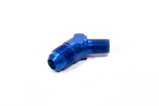 Fitting - Adapter - 45 Degree - 6 AN Male to 1/8 in NPT Male - Aluminum - Blue Anodized - Each