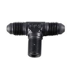 Fitting - Adapter Tee - 10 AN Male x 10 AN Male x 1/2 in NPT Male - Aluminum - Black Anodized - Each