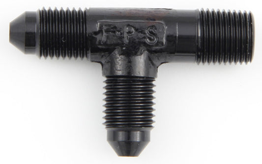 Fitting - Adapter Tee - 1/8 in NPT Male x 3 AN Male x 3 AN Male - Aluminum - Black Anodized - Each