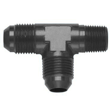 Fitting - Adapter Tee - 4 AN Male x 4 AN Male x 1/8 in NPT Male - Aluminum - Black Anodized - Each
