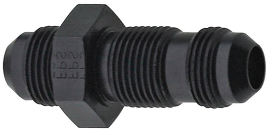 Fitting - Bulkhead - Straight - 4 AN Male to 4 AN Male Bulkhead - Aluminum - Black Anodized - Each