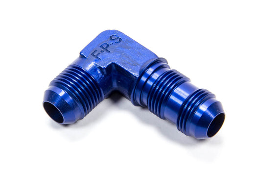 Fitting - Bulkhead - 90 Degree - 10 AN Male to 10 AN Male Bulkhead - Aluminum - Blue Anodized - Each