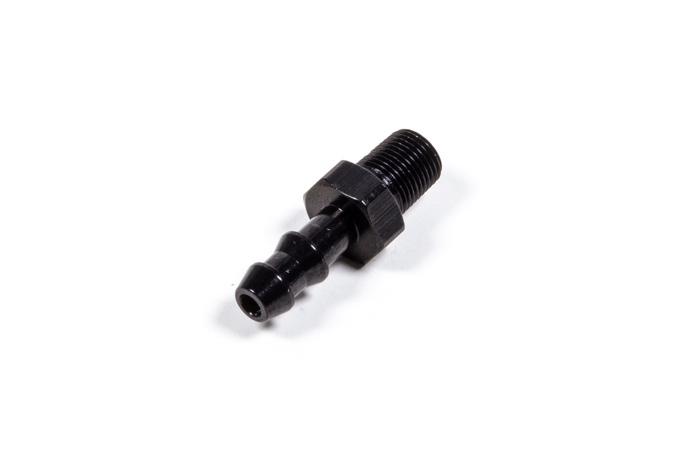 Fitting - Adapter - Straight - 1/8 in NPT Male to 1/4 in Hose Barb - Aluminum - Black Anodized - Each