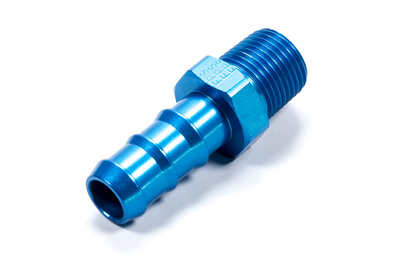 Fitting - Adapter - Straight - 1/2 in NPT Male to 5/8 in Hose Barb - Aluminum - Blue Anodized - Each