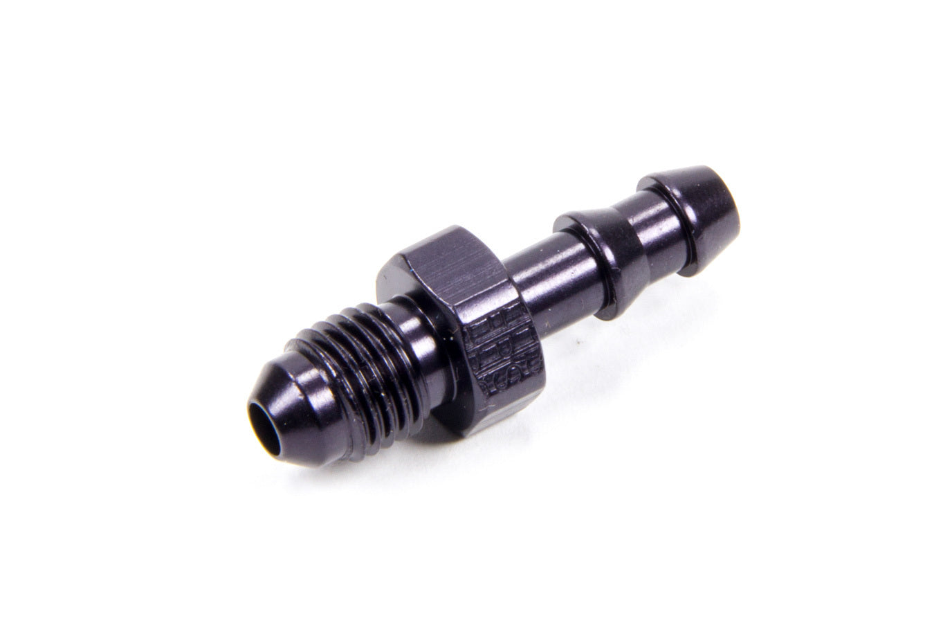 Fitting - Adapter - Straight - 4 AN Male to 1/4 in Hose Barb - Aluminum - Black Anodized - Each
