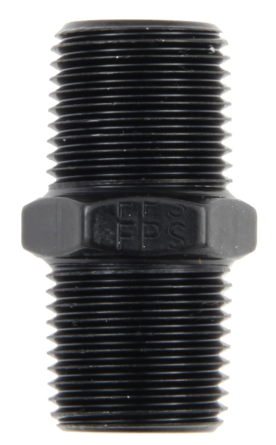Fitting - Adapter - Straight - 1/8 in NPT Male to 1/8 in NPT Male - Aluminum - Black Anodized - Each