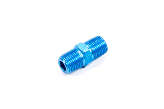 Fitting - Adapter - Straight - 1/8 in NPT Male to 1/8 in NPT Male - Aluminum - Blue Anodized - Each