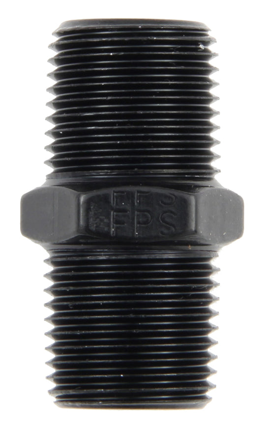 Fitting - Adapter - Straight - 1/4 in NPT Male to 1/4 in NPT Male - Aluminum - Black Anodized - Each
