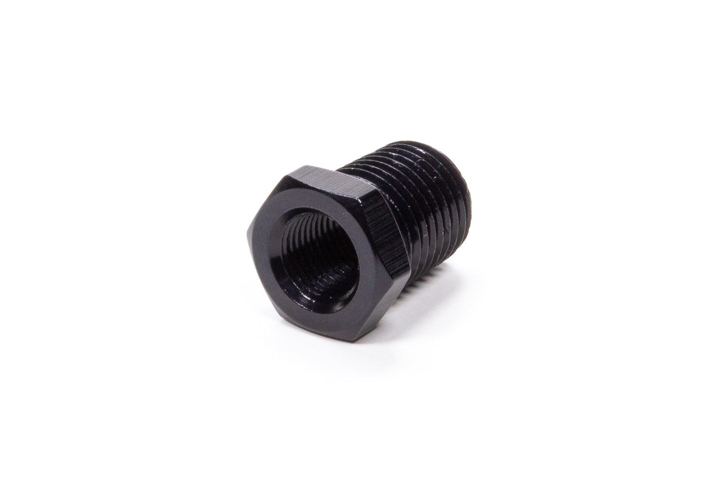 Fitting - Bushing - 1/8 in NPT Female to 1/4 in NPT Male - Aluminum - Black Anodized - Each