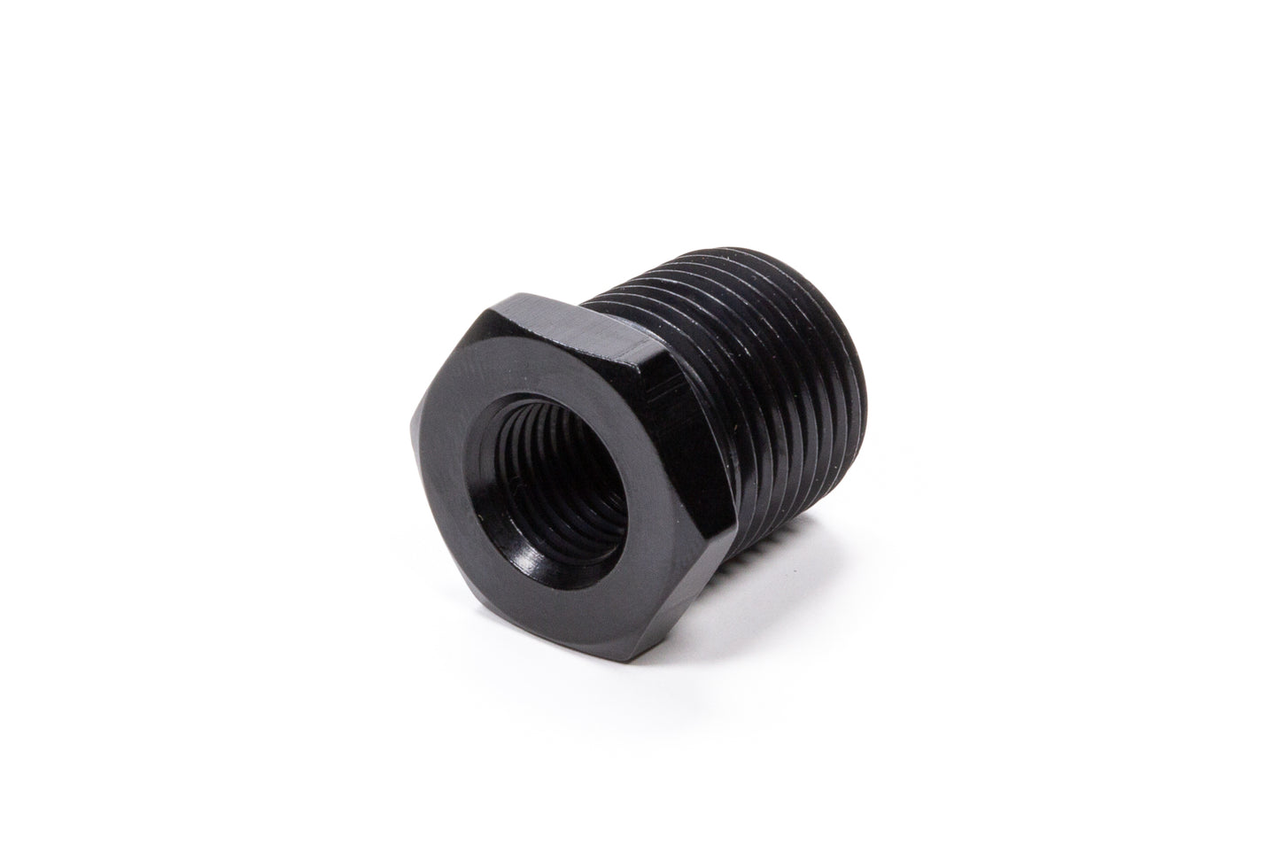 Fitting - Bushing - 1/4 in NPT Female to 1/2 in NPT Male - Aluminum - Black Anodized - Each