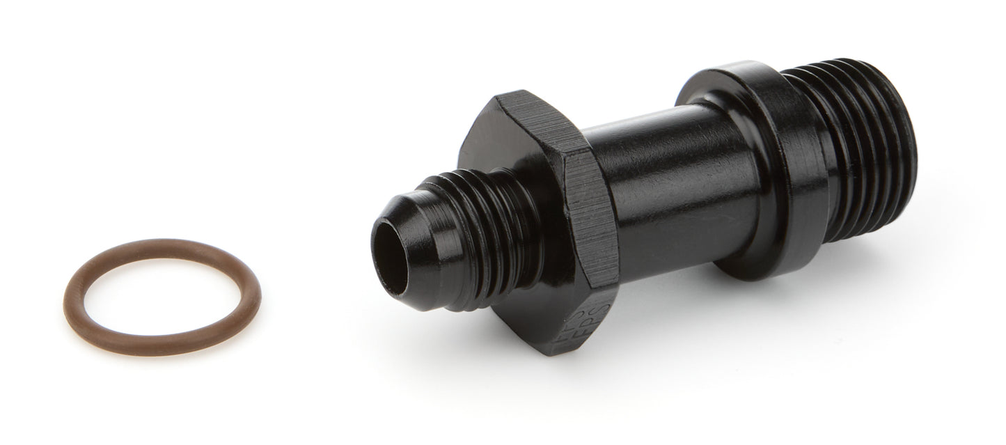 Carburetor Inlet Fitting - Straight - 6 AN Male to 3/4-16 in Male O-Ring Seal - Short - Aluminum - Black Anodized - Each