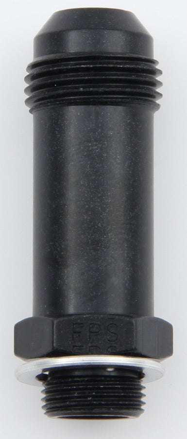 Carburetor Inlet Fitting - Straight - 8 AN Male to 9/16-24 in Male - 2 in Long - Aluminum - Black Anodized - Demon Carburetors - Each