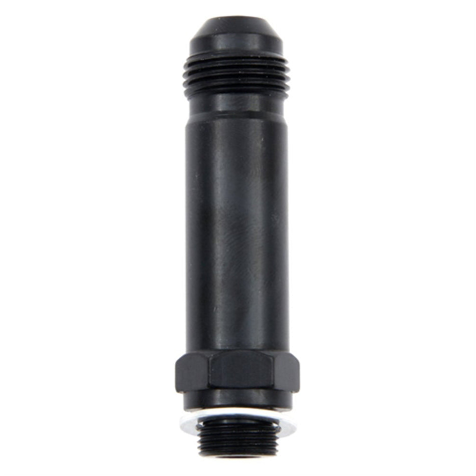 Carburetor Inlet Fitting - Straight - 6 AN Male to 7/8-20 in Male - 3 in Long - Aluminum - Black Anodized - Holley Carburetors - Each