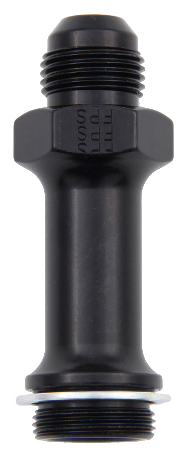 Carburetor Inlet Fitting - Straight - 8 AN Male to 7/8-20 in Male - 3 in Long - Aluminum - Black Anodized - Holley Carburetors - Each