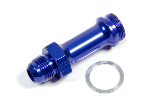 Carburetor Inlet Fitting - Straight - 8 AN Male to 7/8-20 in Male - 3 in Long - Aluminum - Blue Anodized - Holley Carburetors - Each