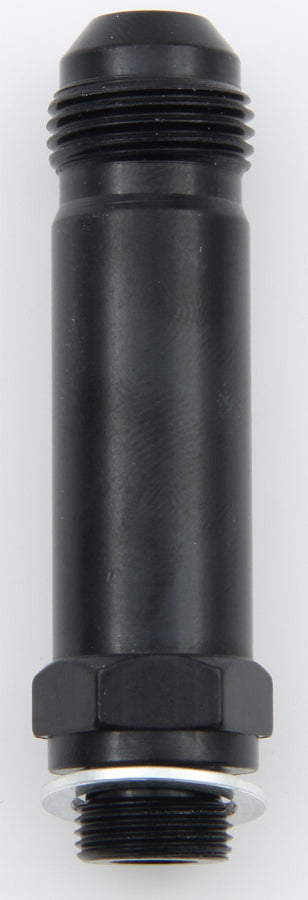 Carburetor Inlet Fitting - Straight - 8 AN Male to 9/16-24 in Male - 3 in Long - Aluminum - Black Anodized - Demon Carburetors - Each